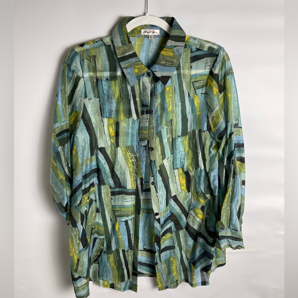 Wyatt Rose Button Down Sheer Blouse M